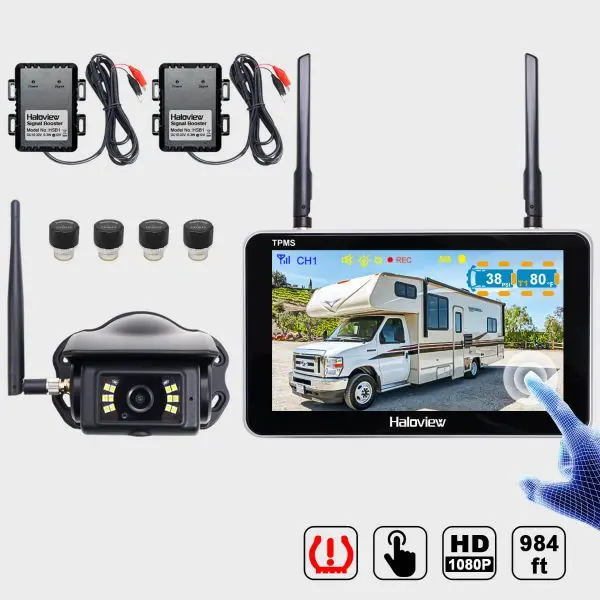 HaloView Backup Camera, TPMS, and axle temperature sensors